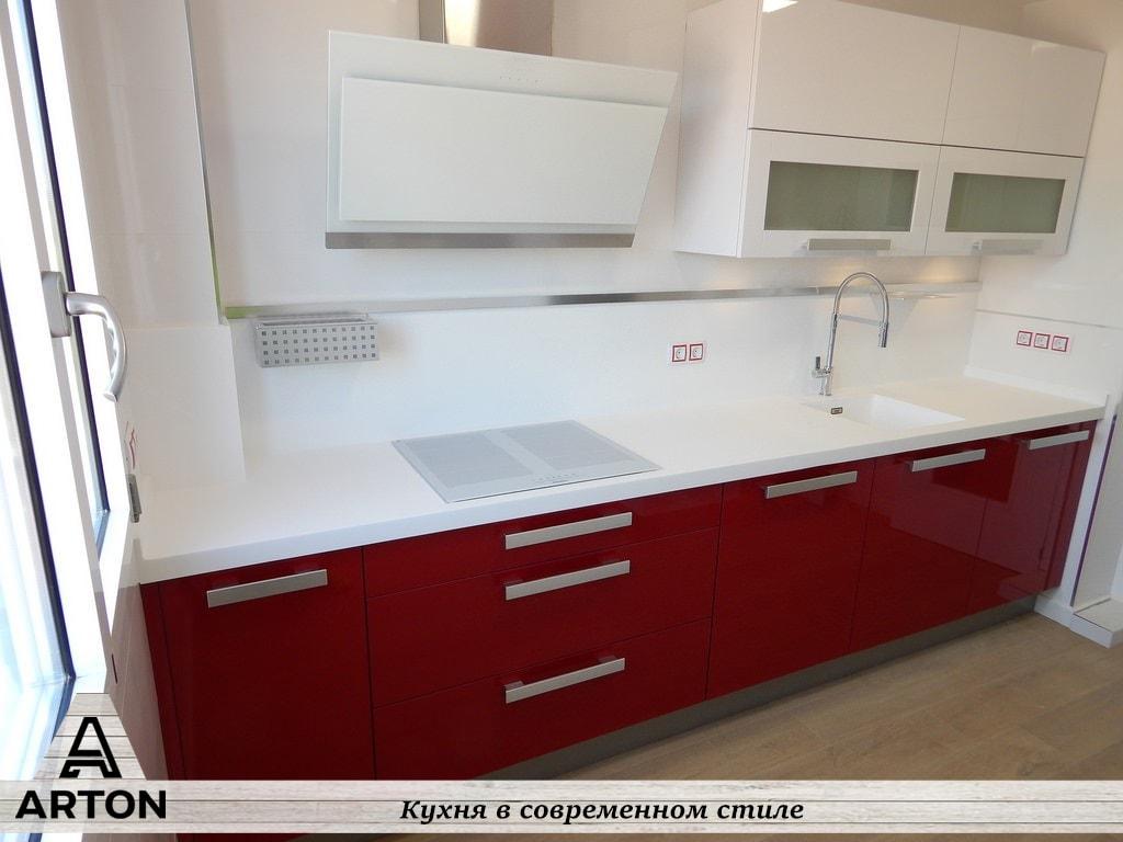 Кухня на заказ "Красный глянец"